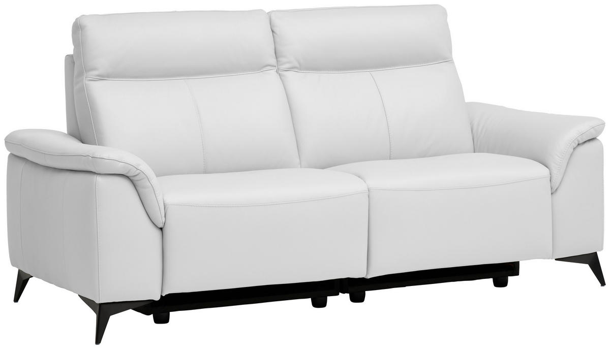 3-SITZER-SOFA in Echtleder Weiss  - Weiss/Schwarz, Design, Leder/Metall (208/105/98cm) - Emilio Belluti