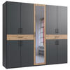 DREHTÜRENSCHRANK in Graphitfarben, Eiche Artisan  - Schwarz/Graphitfarben, Konventionell, Glas/Holzwerkstoff (225/208/58cm) - Carryhome