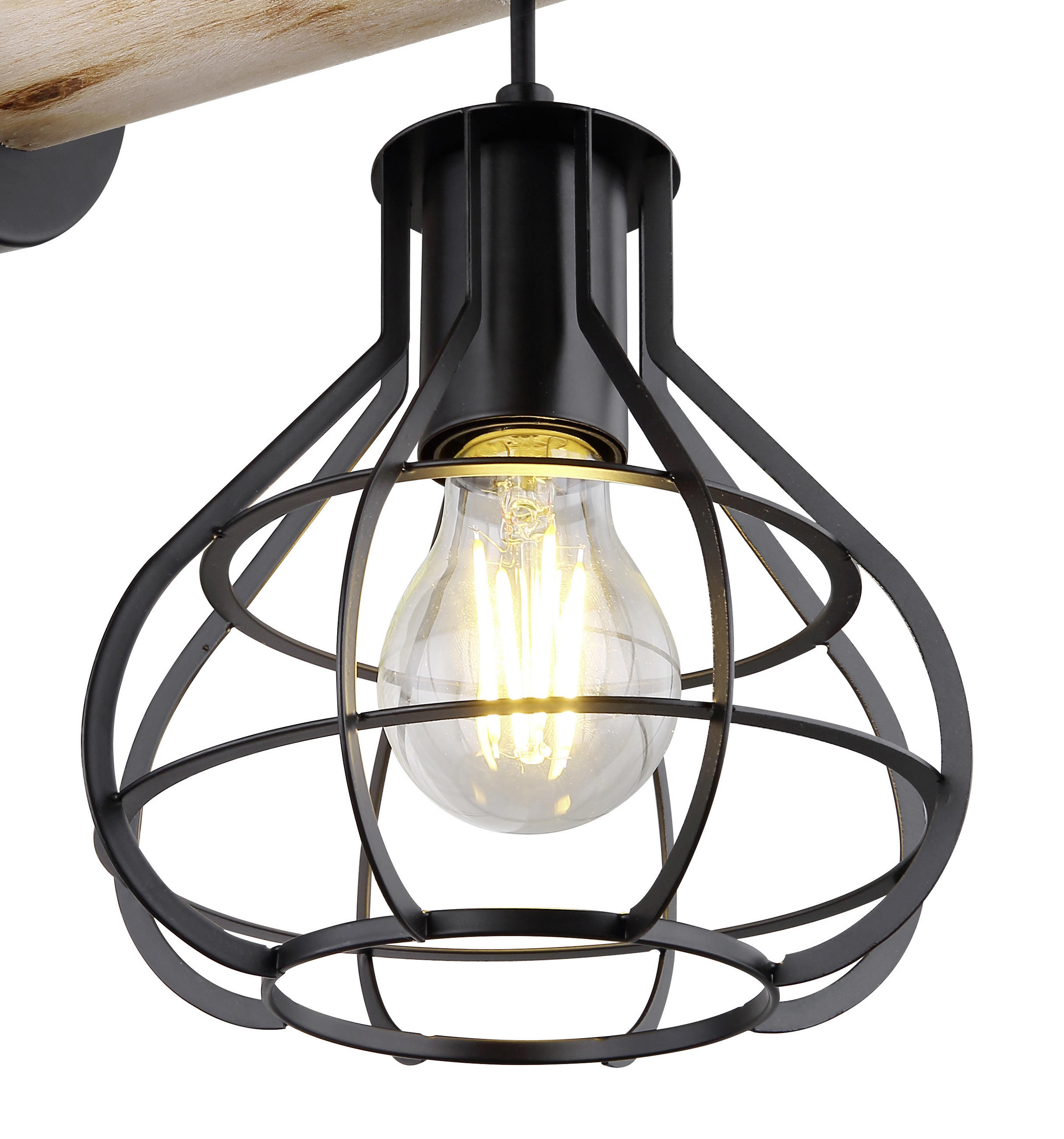 VÄGGLAMPA Clastra 18/26/36 cm   - svart/naturfärgad, Natur, metall/trä (18/26/36cm) - Globo