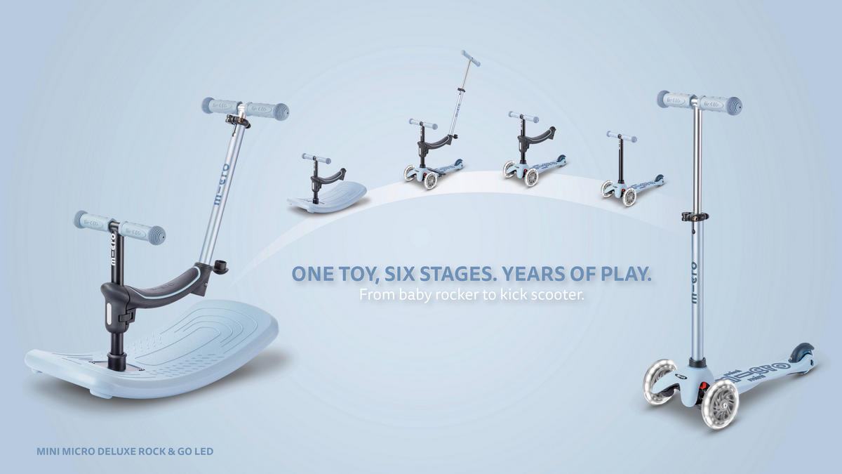 KINDERSCOOTER Mini Rock & Go  - Pastellblau, Trend, Kunststoff/Metall (67/28/45-77cm)