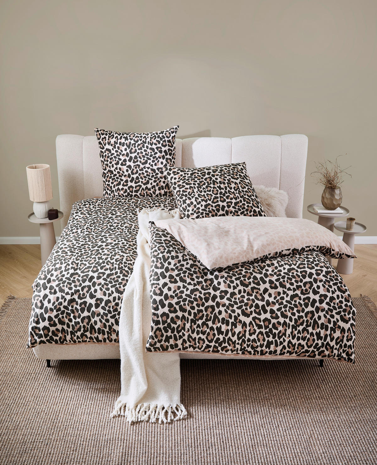 WENDEBETTWÄSCHE Lion Jersey 135/200 cm  - Perlmutt/Braun, Textil (135/200cm) - Novel