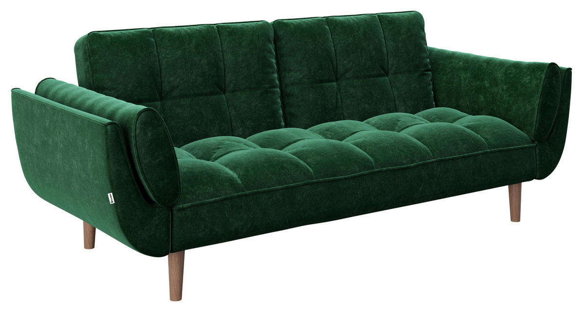 ZOFA S POSTELJNO FUNKCIJO,  zelena tekstil  - barva oreha/zelena, Konvencionalno, tekstil/les (215/81,5/84,5cm) - Playboy