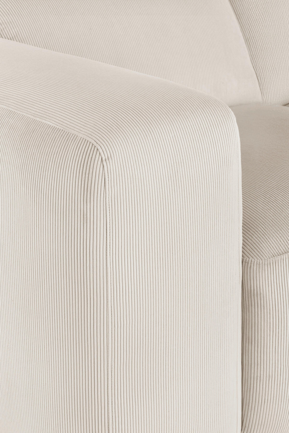 ECKSOFA HANNAH Creme Cord  - Creme/Schwarz, Design, Kunststoff/Textil (304/200cm) - MID.YOU