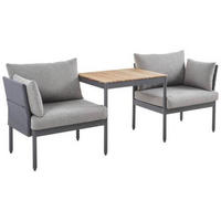 BALKONSET  - Grau/Teakfarben, Design, Holz/Textil (217/75/66cm) - Ambia Garden
