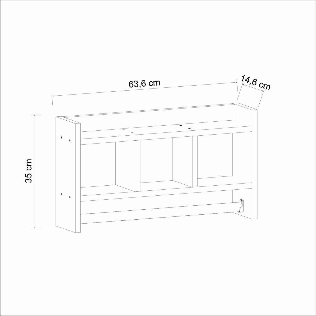 KÖKSHYLLA 64/35/15 cm  i antracit  - antracit, Design, trämaterial (64/35/15cm) - Livetastic