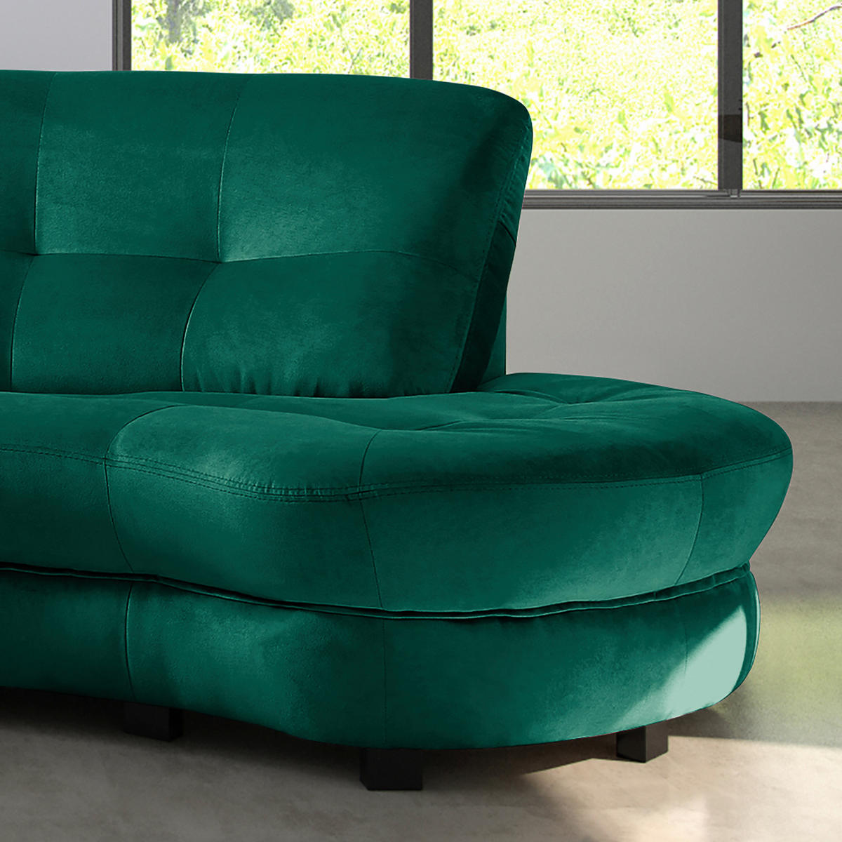 ECKSOFA BRETANIA in Samt Dunkelgrün  300/113 cm  - Dunkelgrün/Schwarz, Design, Kunststoff/Textil (300/113cm) - Livetastic