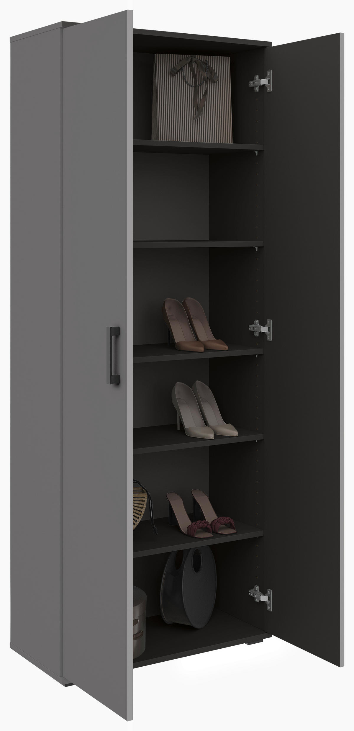 MEHRZWECKSCHRANK 70/178,9/33,4 cm  in Anthrazit  - Anthrazit/Schwarz, KONVENTIONELL, Holzwerkstoff/Kunststoff (70/178,9/33,4cm) - Xora