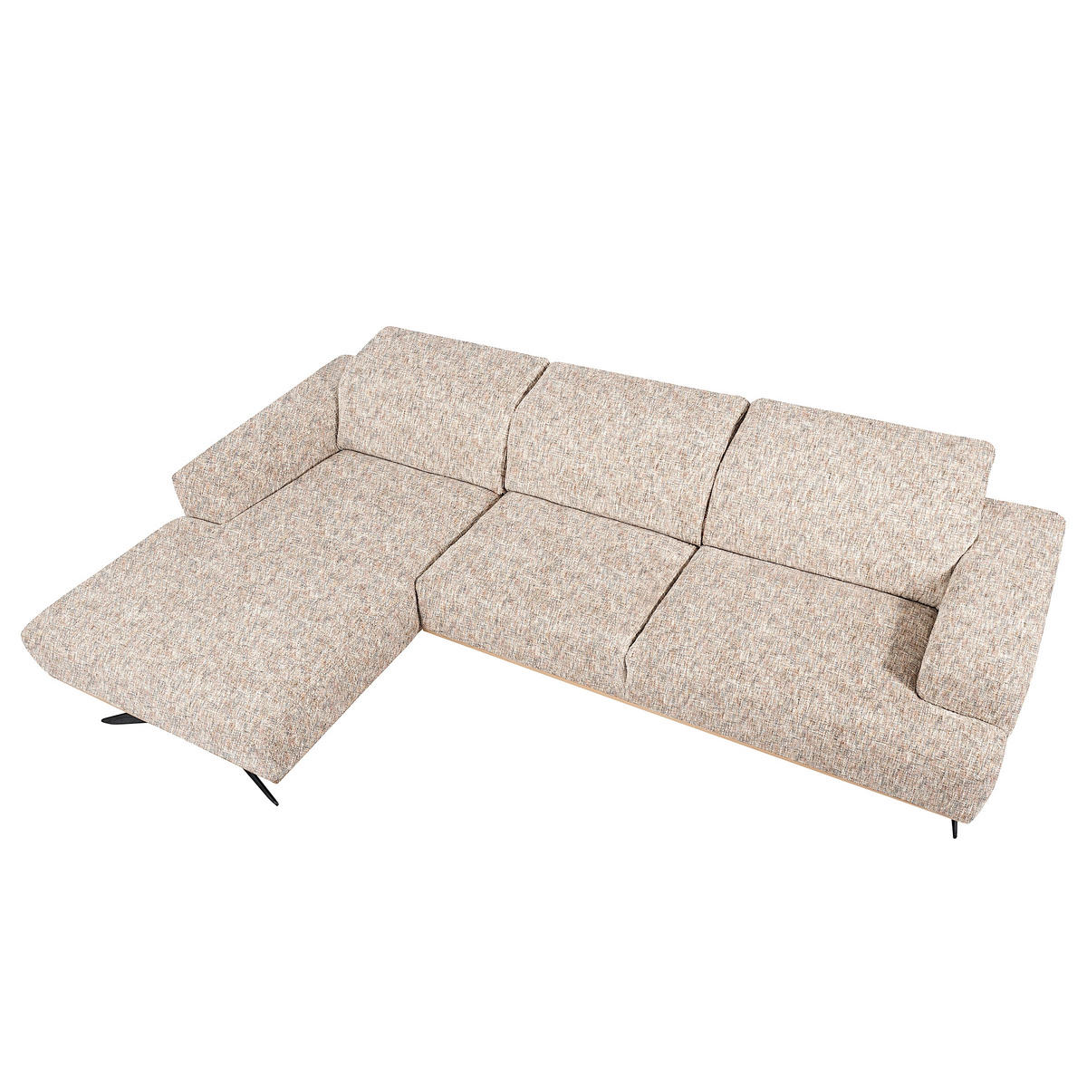 ECKSOFA PORTLAND in Struktur Blau, Gelb, Rot, Weiß Kopfteilverstellung  187/295 cm  - Blau/Gelb, Design, Holz/Textil (187/295cm) - Livetastic