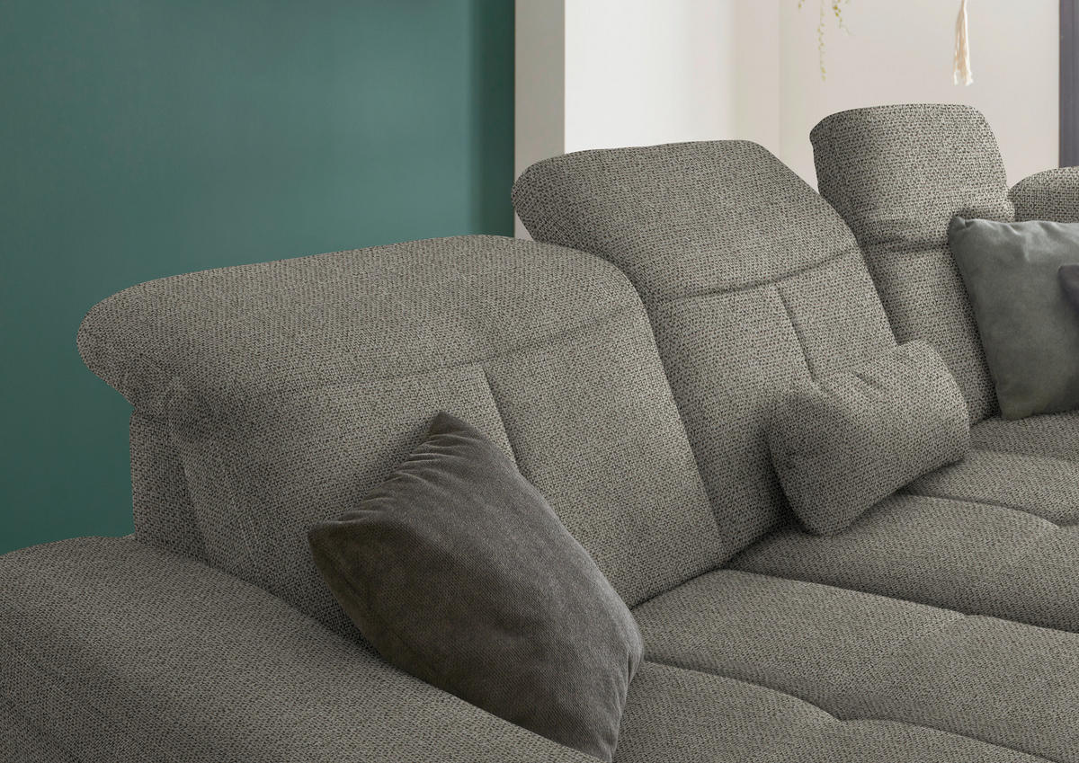 ECKSOFA in Flachgewebe Braun, Grün  - Wildeiche/Braun, Natur, Holz/Textil (301/243cm) - Voleo