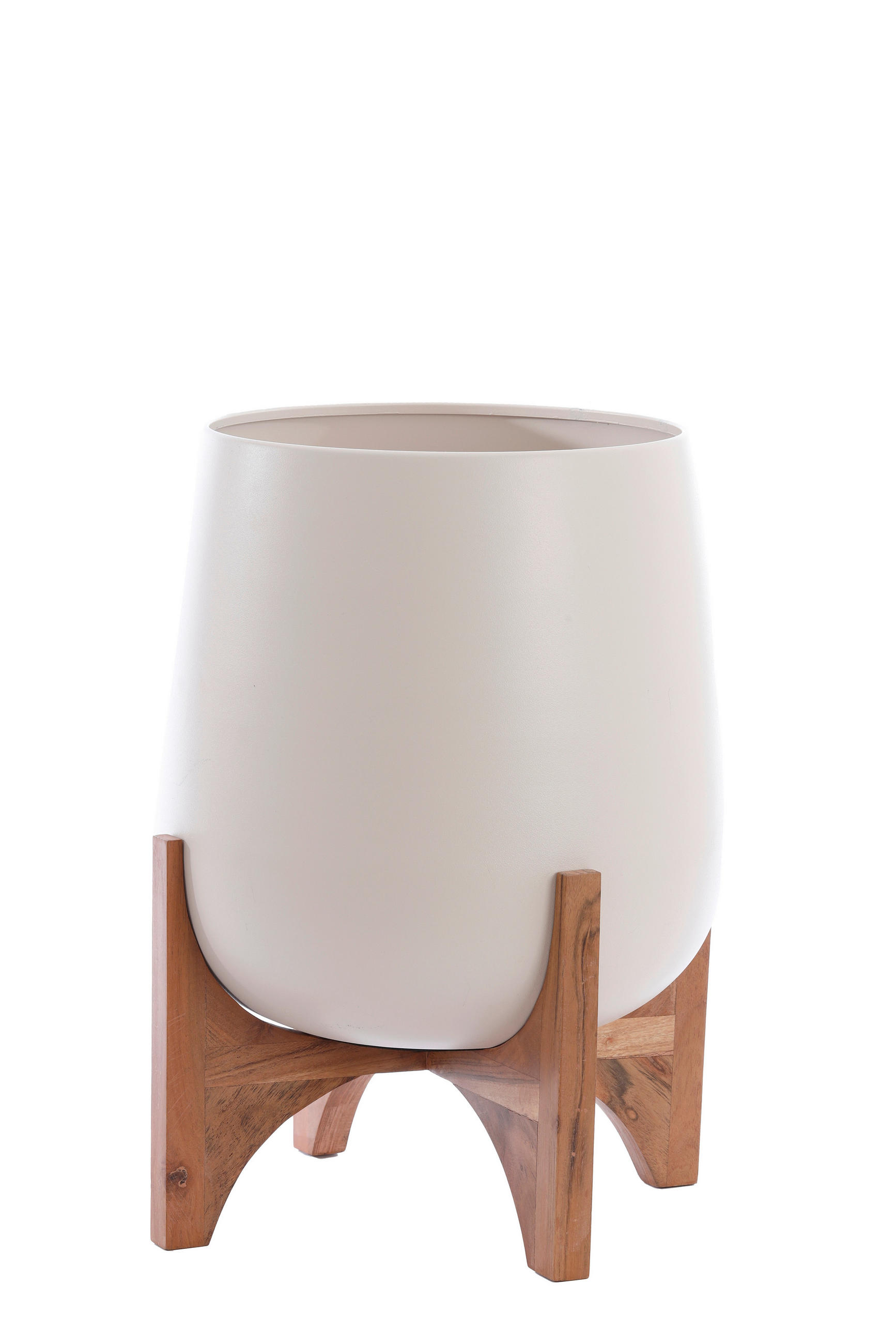 PFLANZENTOPF  KARUNA  - Buchefarben/Creme, Basics, Holz/Metall (44/53cm) - Light & Living