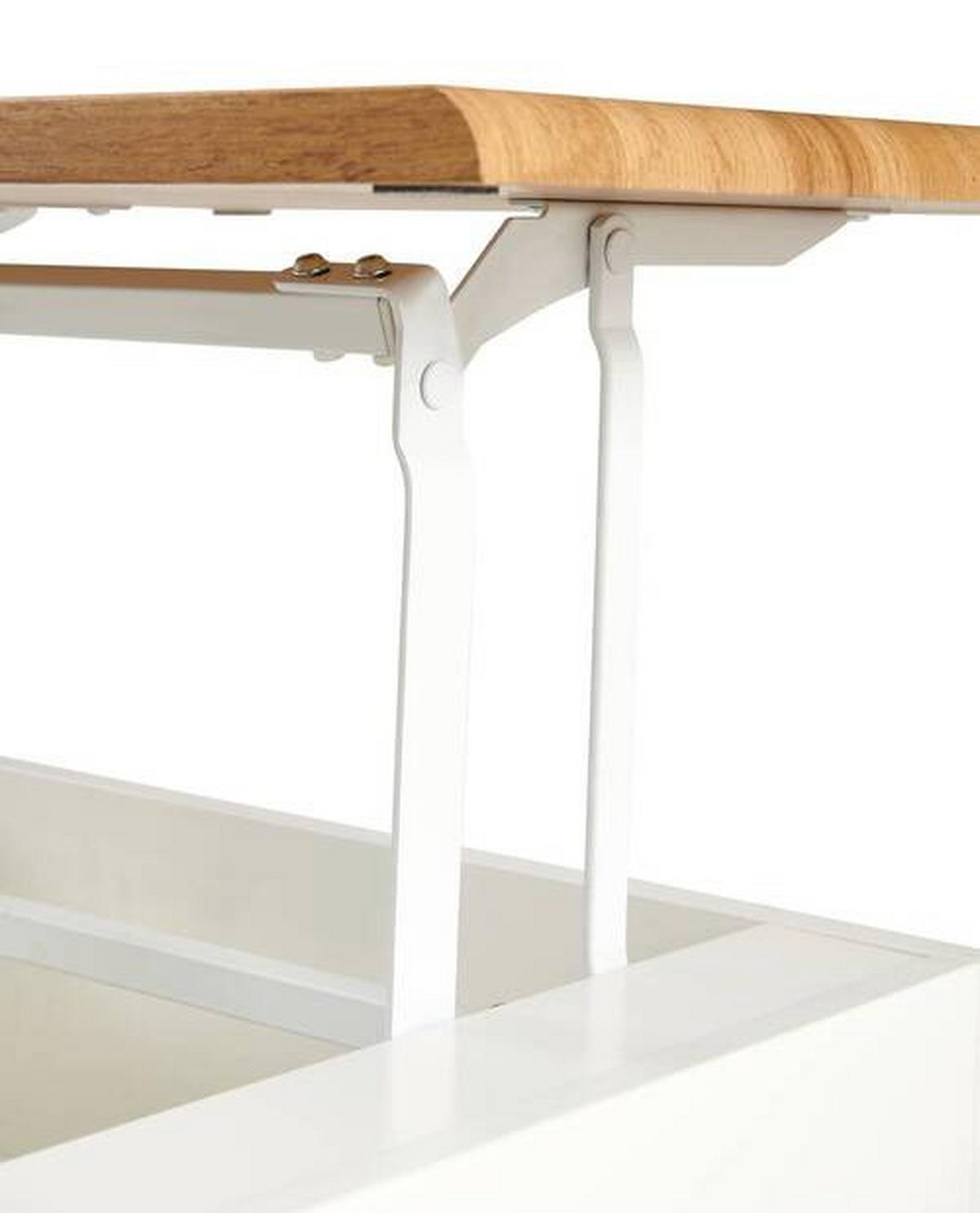 COUCHTISCH in Metall, Holzwerkstoff 120/60/40-65 cm  - Weiss/Eichefarben, Design, Holzwerkstoff/Metall (120/60/40-65cm) - Livetastic