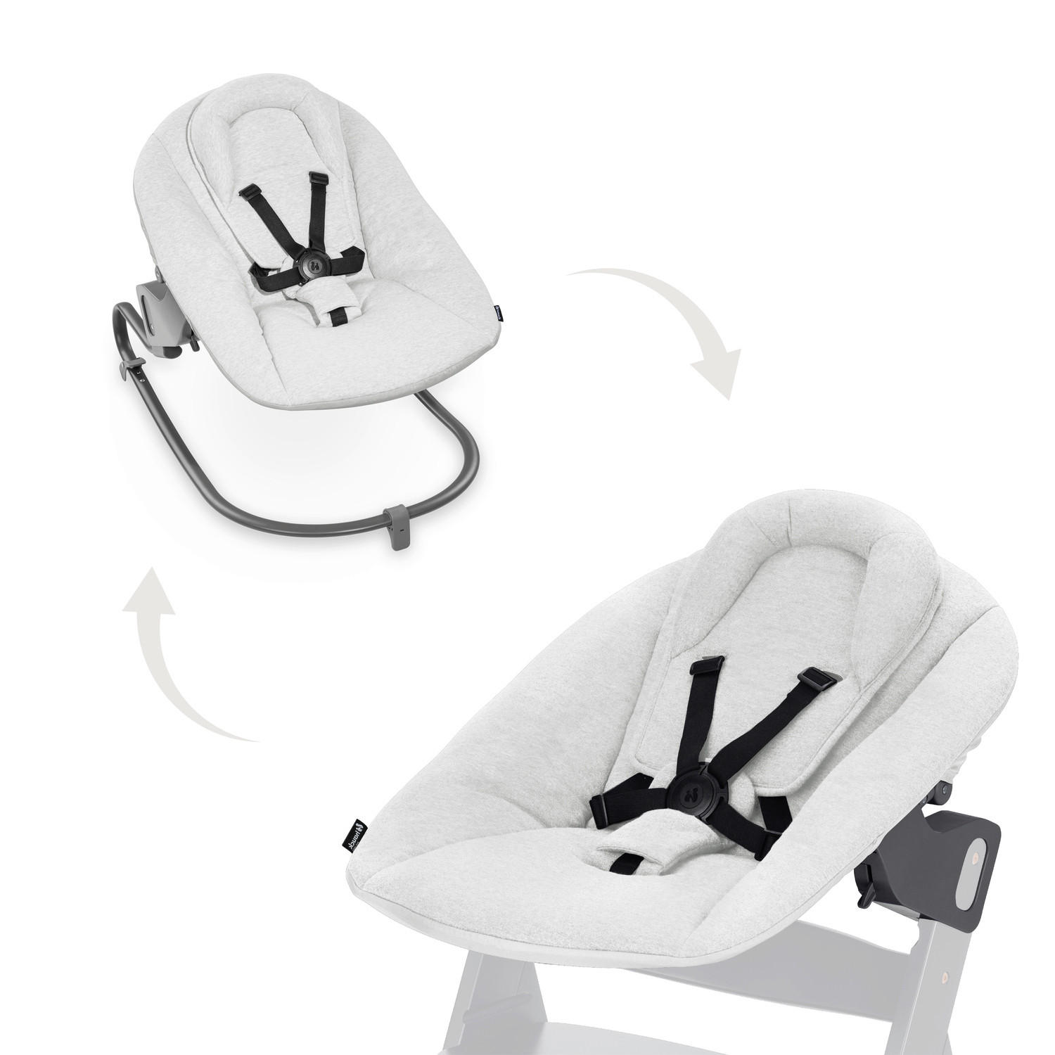 HOCHSTUHLLIEGE Alpha Bouncer Premium  - Hellgrau, Basics, Textil/Metall (66/51/49cm) - Hauck