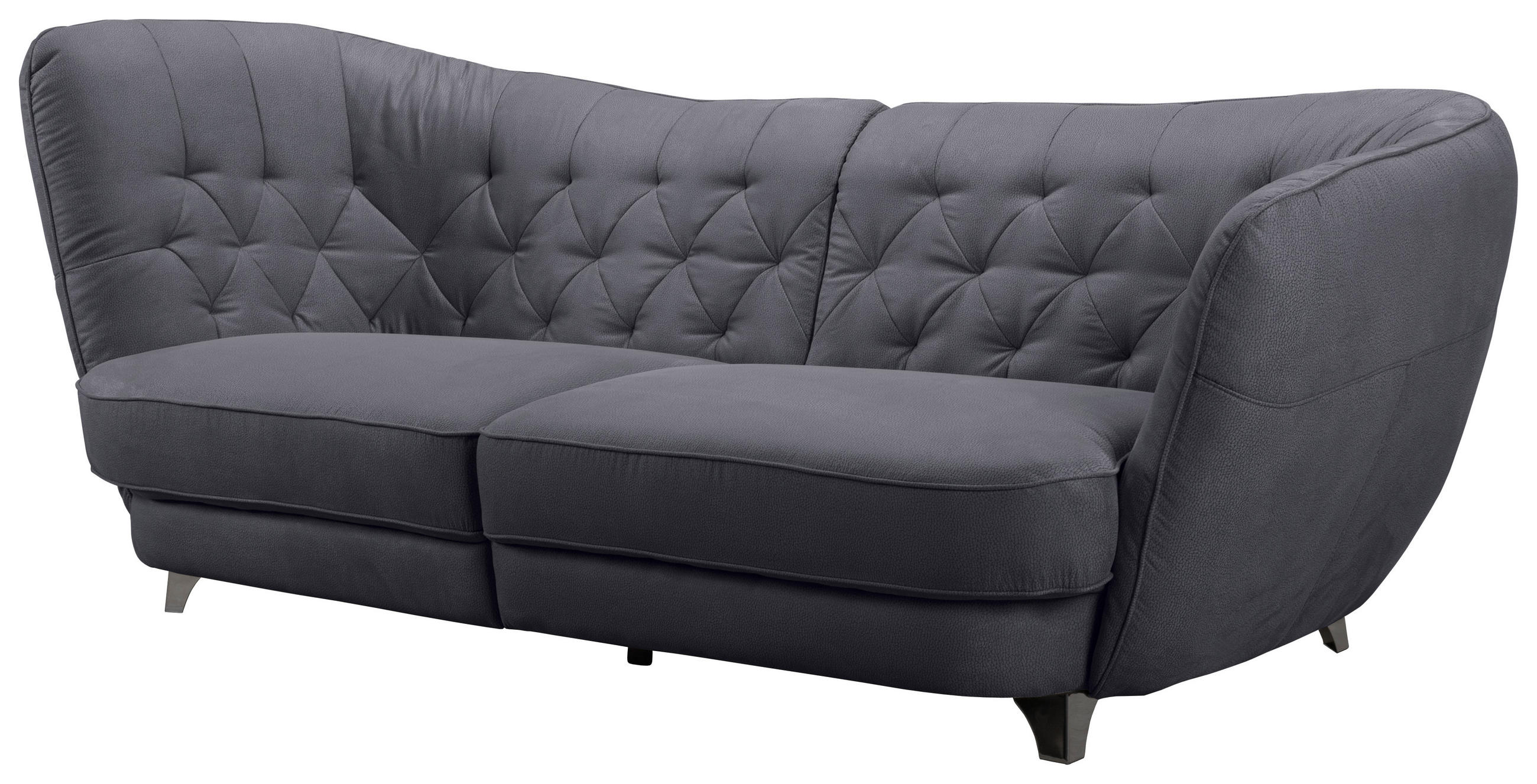 BIGSOFA Flachgewebe Dunkelblau  - Chromfarben/Dunkelblau, MODERN, Textil/Metall (256/85/115cm) - MID.YOU