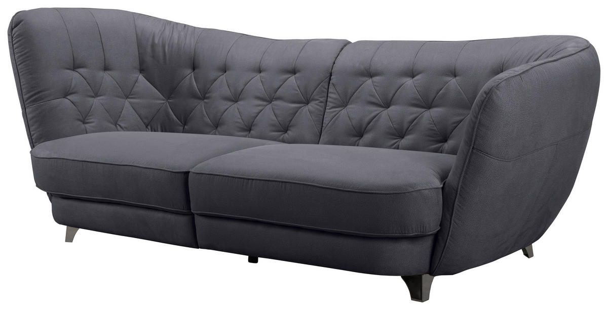 BIGSOFA in Flachgewebe Dunkelblau  - Chromfarben/Dunkelblau, Modern, Textil/Metall (256/85/115cm) - MID.YOU