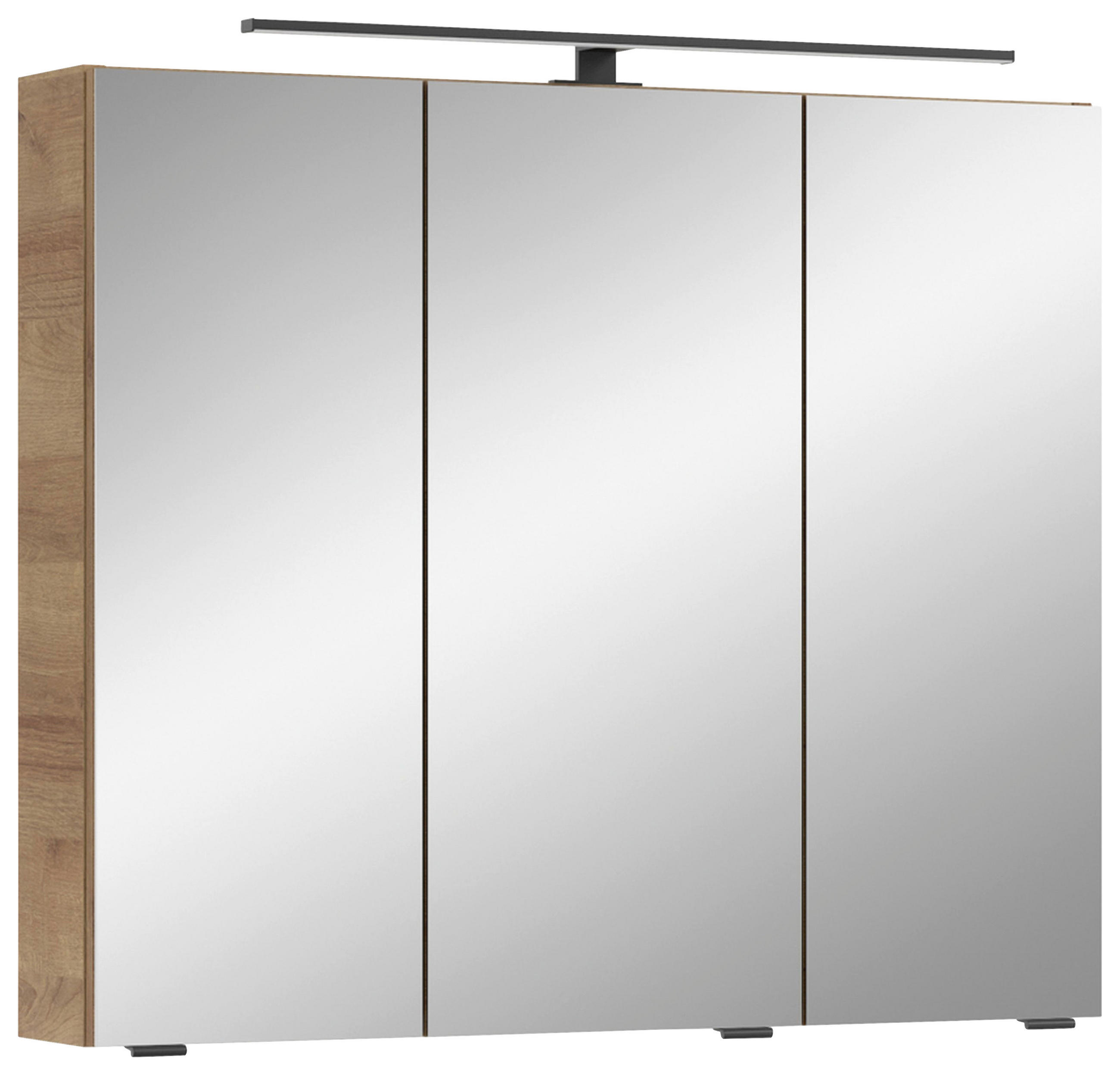 SPIEGELSCHRANK 80/70,3/17 cm  - Chromfarben/Eichefarben, Design, Glas/Holzwerkstoff (80/70,3/17cm) - Sadena