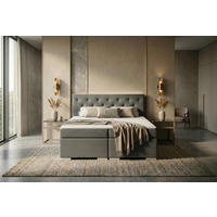 BOXSPRINGBETT 180/200 cm,  in Dunkelgrau, Topper, Matratzen, H3 = fest  - Chromfarben/Dunkelgrau, MODERN, Holzwerkstoff/Textil (180/200cm) - MID.YOU