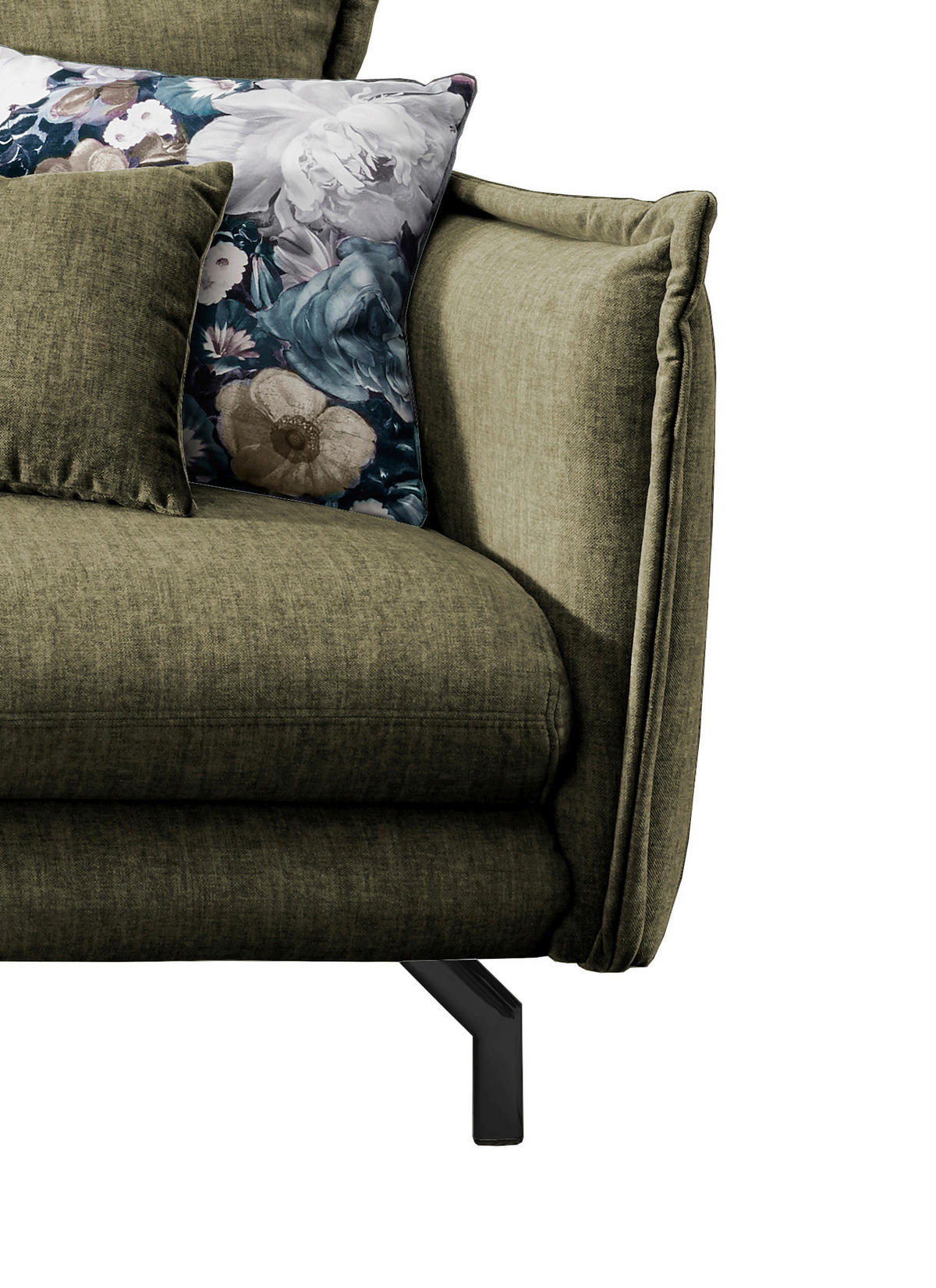 ECKSOFA Velours Grün  - Türkis/Schwarz, Modern, Textil/Metall (180/255cm) - Livetastic