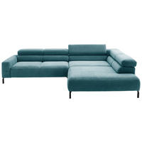 ECKSOFA inkl. Funktion Petrol Cord  - Petrol/Schwarz, MODERN, Textil/Metall (314-317/221-224cm) - Pure Home Lifestyle