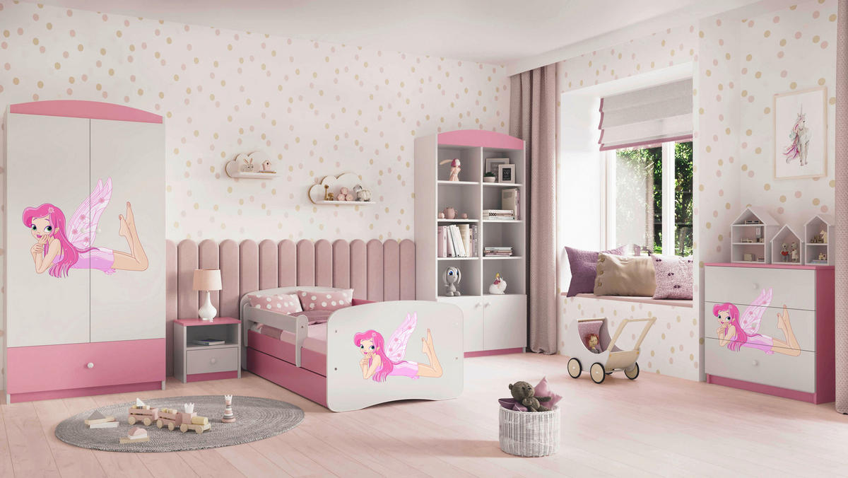 KINDER-/JUNIORBETT 80/160 cm  in Weiß, Pink  - Pink/Birkefarben, MODERN, Holz/Holzwerkstoff (80/160cm) - MID.YOU