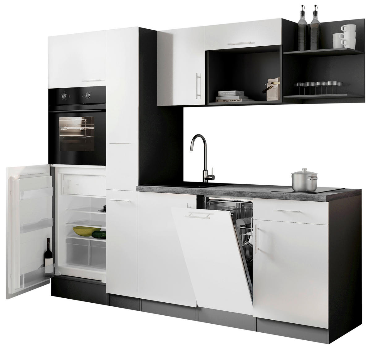 KÜCHENBLOCK Oliver 235 cm  in Weiß  - Weiß/Grau, Trend, Holzwerkstoff/Metall (235cm) - Respekta