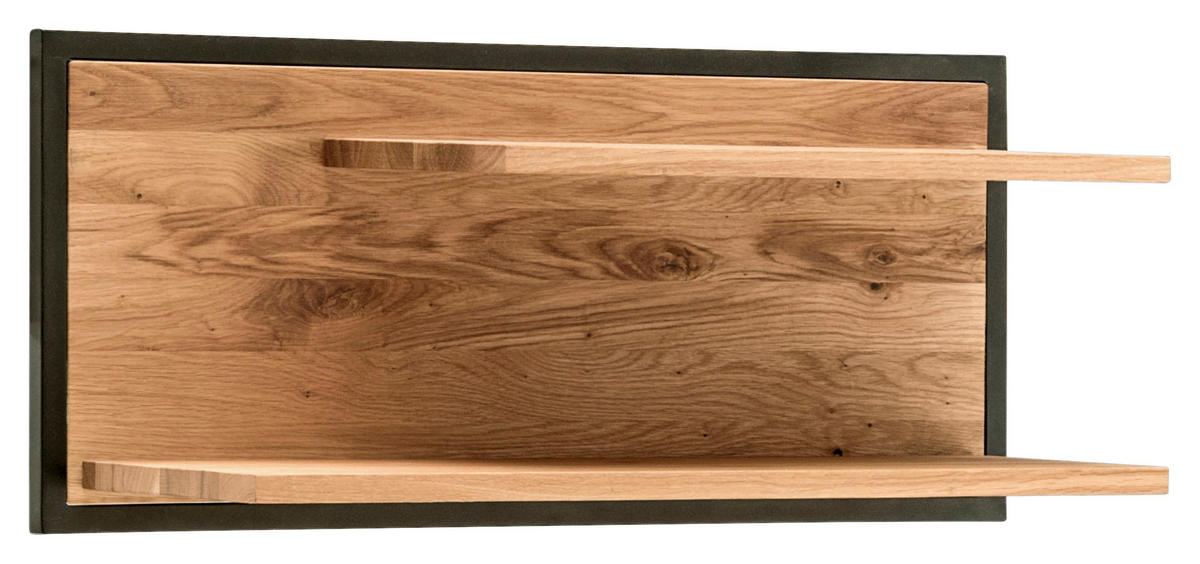 WANDBOARD Wildeiche Hartholz, vollmassiv, massiv Eichefarben, Schwarz  - Eichefarben/Schwarz, Design, Holz/Metall (80/35/26cm) - Linea Natura