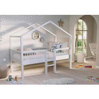 HAUSBETT Absturzsicherung, Leiter, Rollrost 90/200 cm  in Weiß  - Naturfarben/Weiß, MODERN, Holz (90/200cm) - Vipack