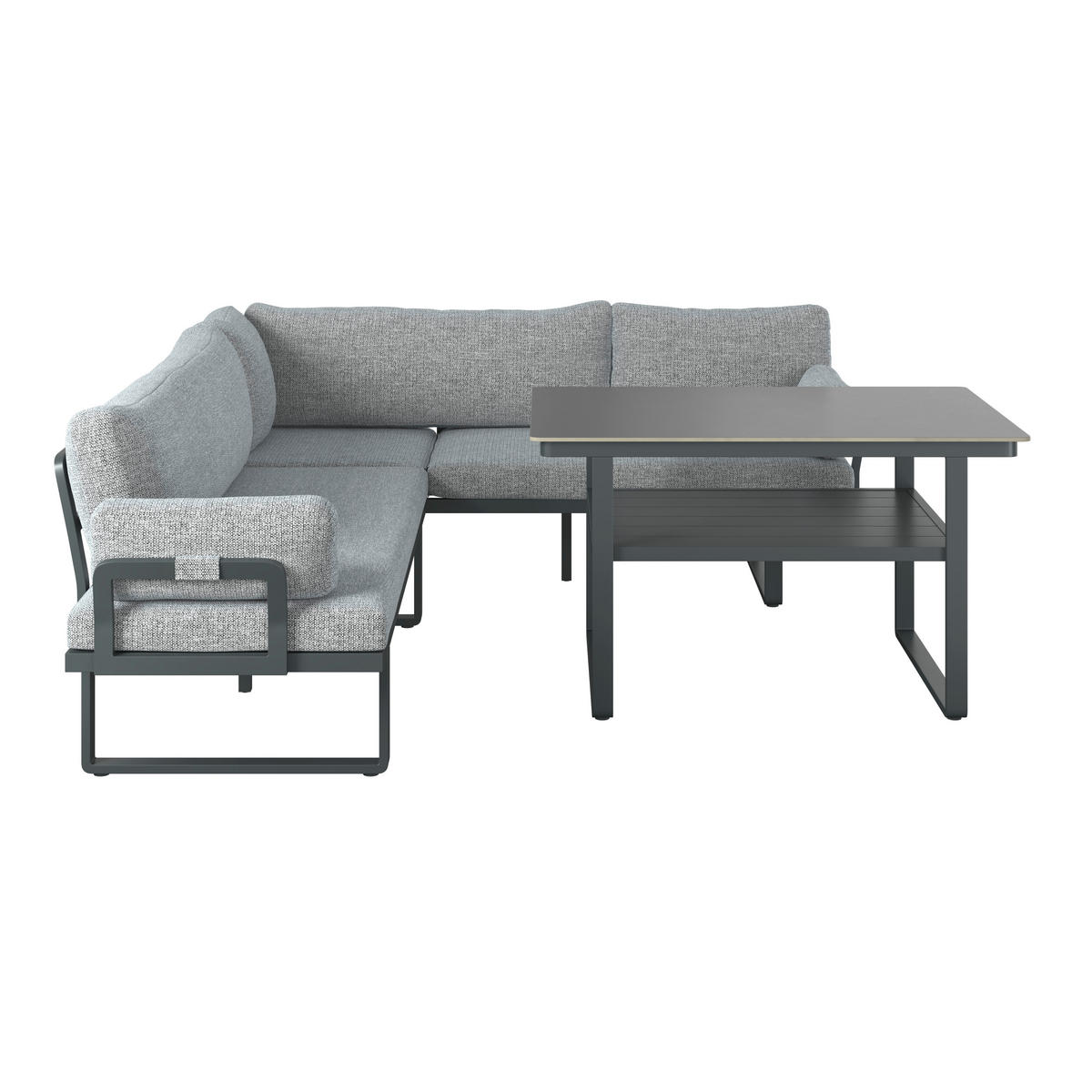 DINING-LOUNGESET 202/236 cm Aluminium  - Dunkelgrau/Anthrazit, Design, Textil/Stein (202/236cm) - Dieter Knoll