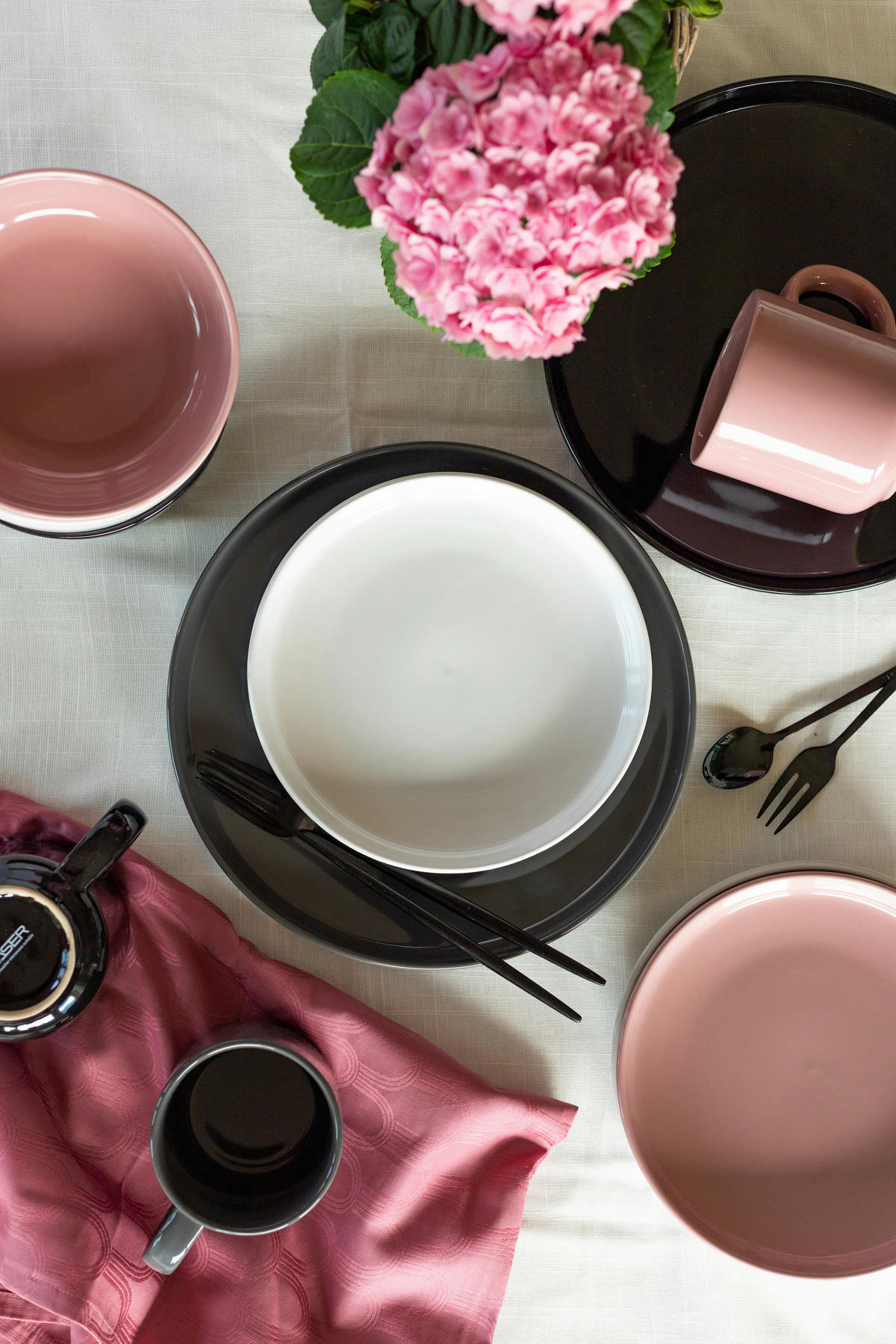 KOMBISERVICE Alenia 16-teilig  - Rosa, Basics, Keramik - Mäser