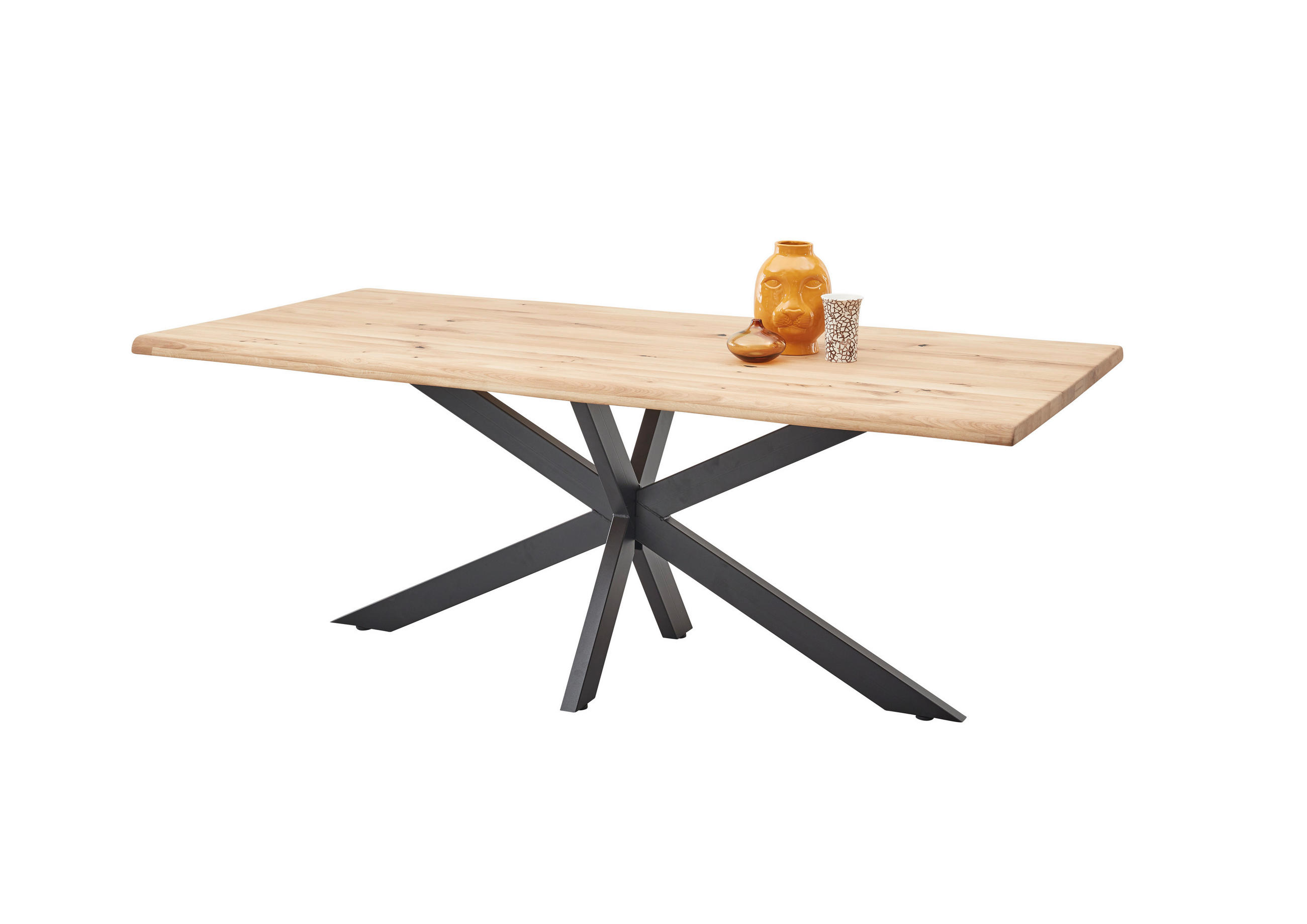 ÉTKEZŐASZTAL - fekete/tölgyfa, Konventionell, fa/fém (200/100/76cm) - Livetastic