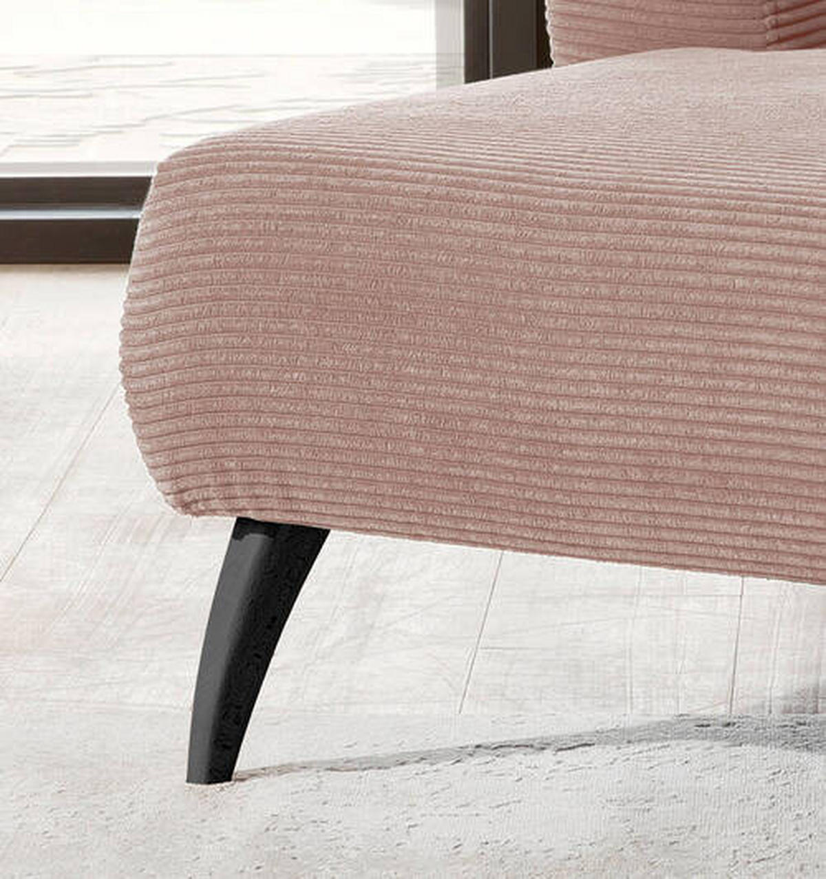 XXL-SESSEL in Cord Rosa  - Schwarz/Rosa, Modern, Holz/Textil (108/84/155cm) - MID.YOU