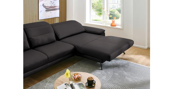 ECKSOFA in Echtleder Dunkelbraun 332/193 cm - Dunkelbraun/Schwarz, Design, Leder/Metall (332/193cm) - Dieter Knoll