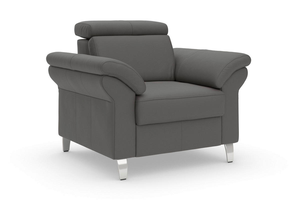 SESSEL in Echtleder Mokka  - Chromfarben/Mokka, Basics, Leder/Metall (101/84/93cm) - Sit & More
