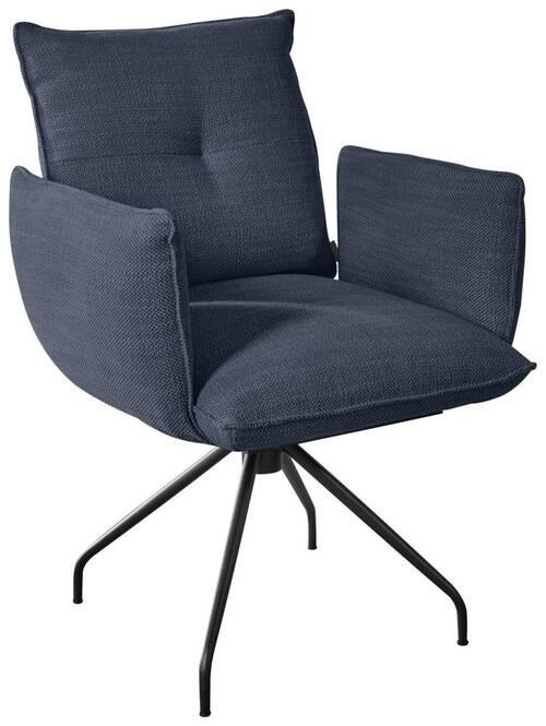 ARMLEHNSTUHL in Stahl Struktur - Schwarz/Dunkelblau, Design, Textil/Metall (65/90/70cm) - Dieter Knoll
