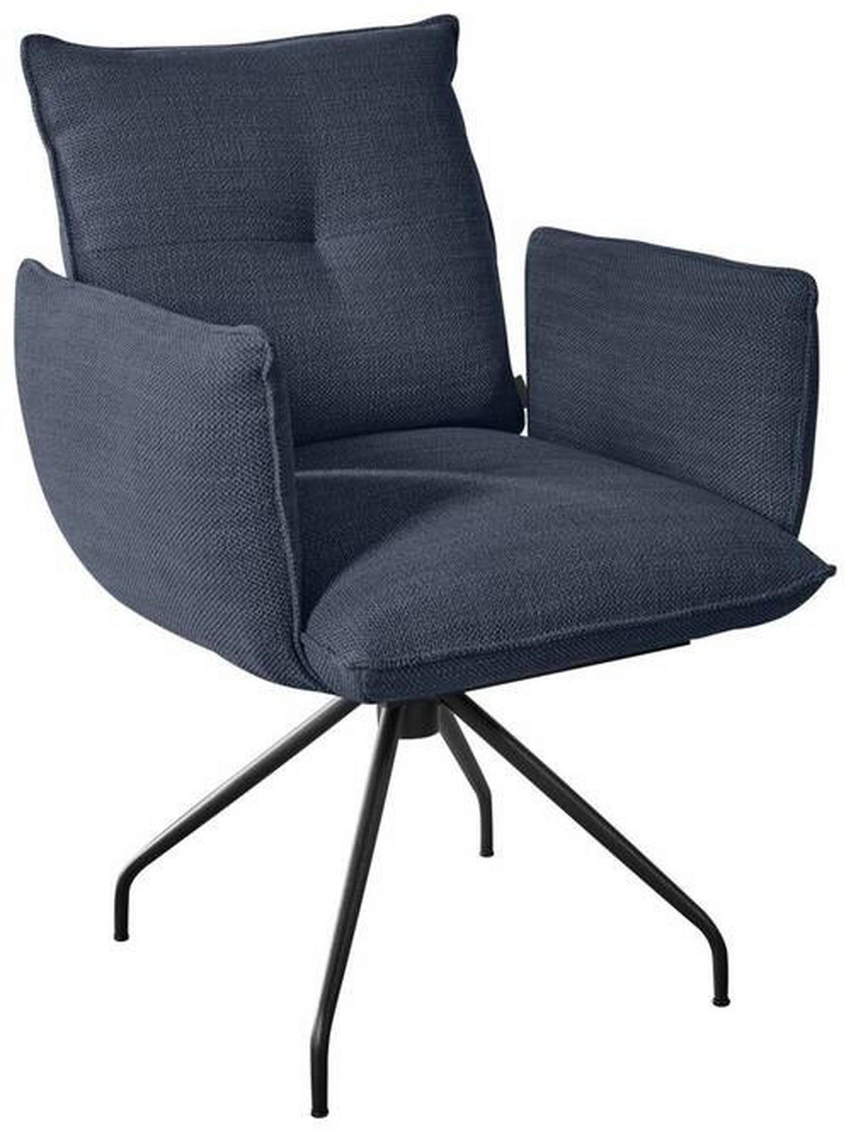 ARMLEHNSTUHL  in Stahl Struktur  - Schwarz/Dunkelblau, Design, Textil/Metall (65/90/70cm) - Dieter Knoll