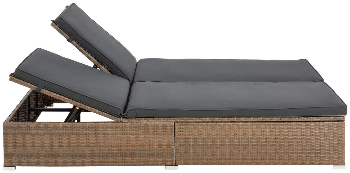 SONNENLIEGE 110/30/194 cm  - Schwarz/Braun, MODERN, Kunststoff/Textil (110/30/194cm) - Ambia Garden