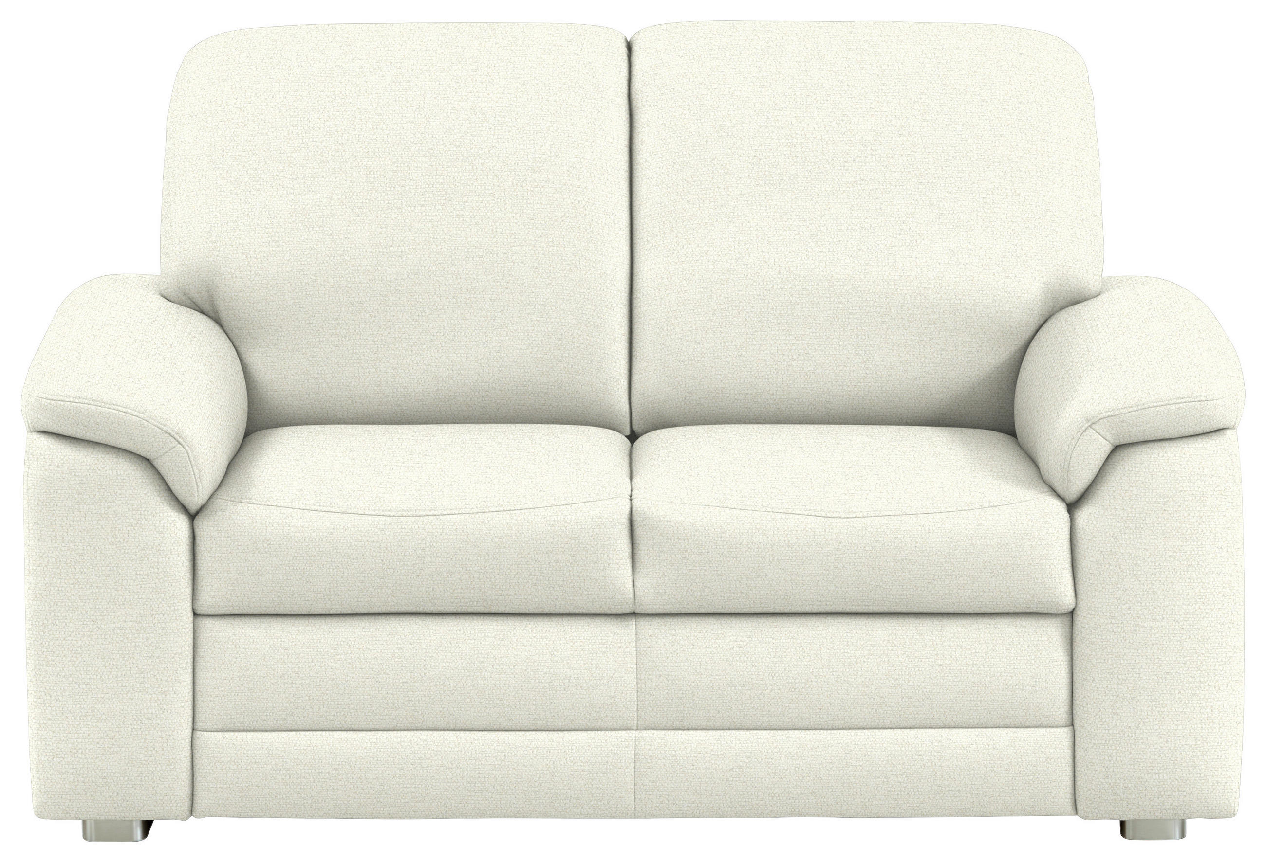2-SITZER-SOFA Chenille Creme  - Creme/Alufarben, Konventionell, Textil/Metall (156/96/89cm) - Beldomo Comfort