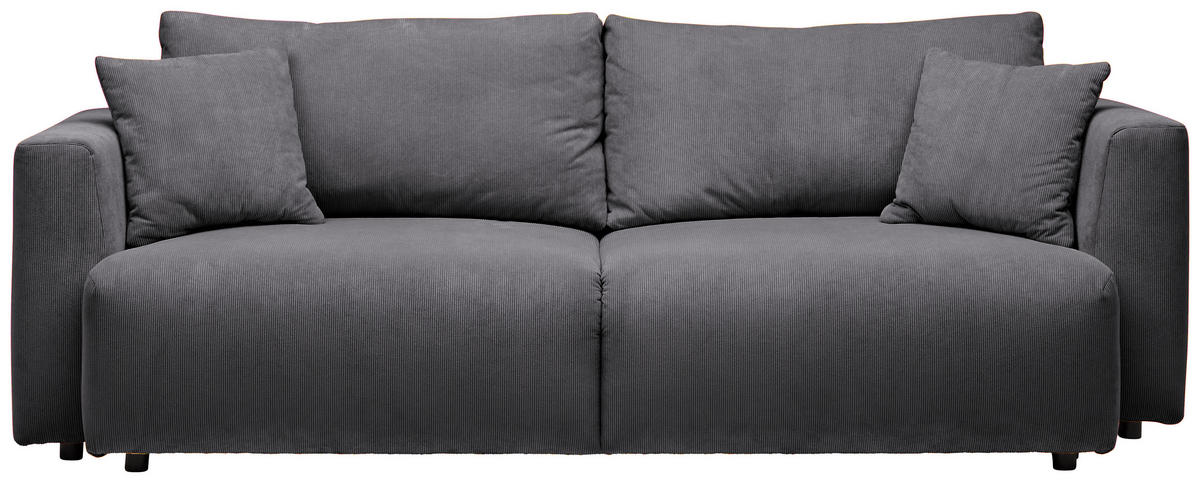 SCHLAFSOFA Cord Graphitfarben  - Schwarz/Graphitfarben, Design, Kunststoff/Textil (250/92/105cm) - Carryhome