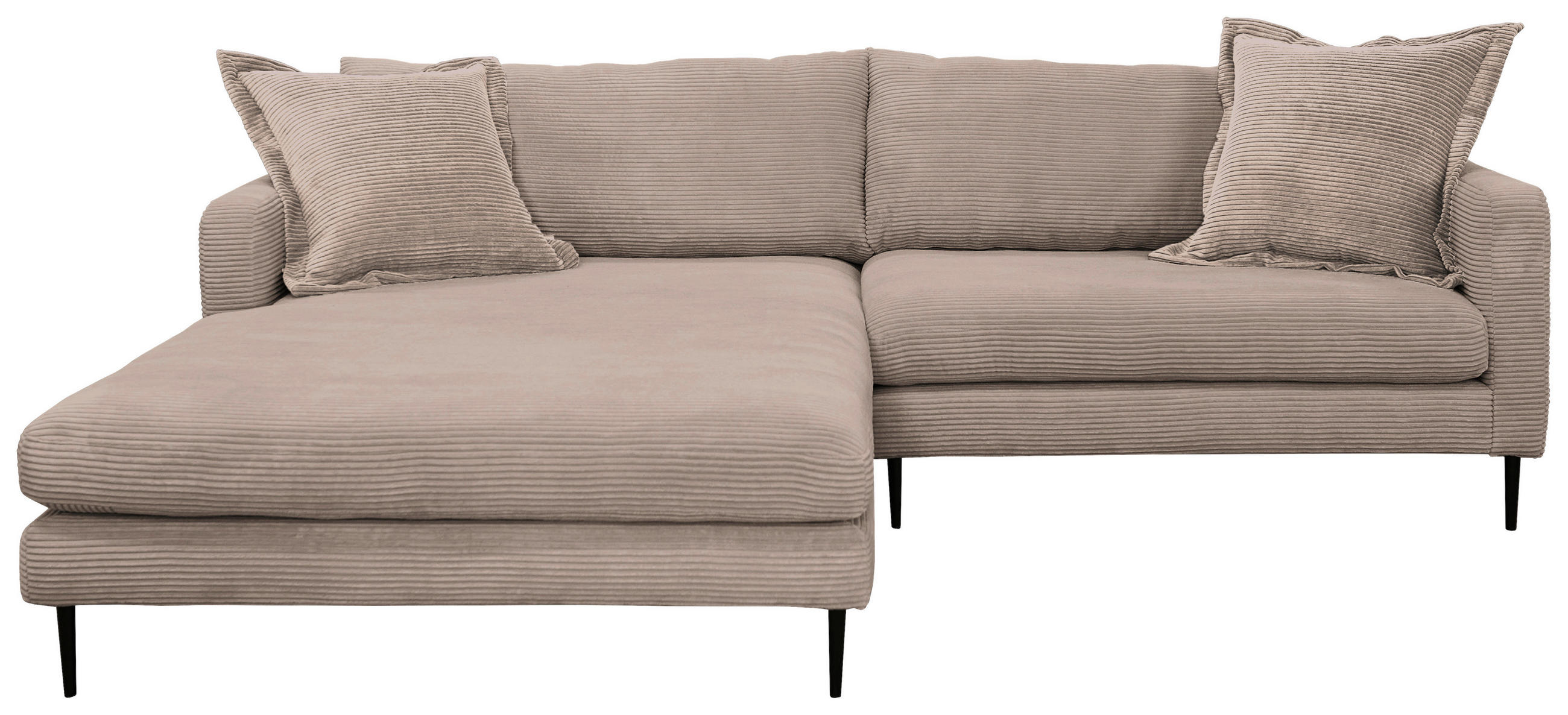 ECKSOFA Hellbraun Cord  - Hellbraun/Schwarz, Design, Textil/Metall (193/268cm) - P & B