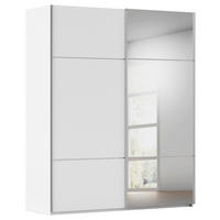 SCHWEBETÜRENSCHRANK  in Weiß  - Beige/Hellgrau, Design, Glas/Holzwerkstoff (162/223/68cm) - Novel