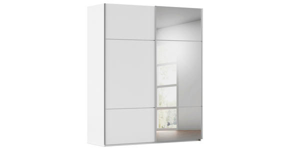 SCHWEBETÜRENSCHRANK  in Weiß  - Beige/Hellgrau, Design, Glas/Holzwerkstoff (162/223/68cm) - Novel