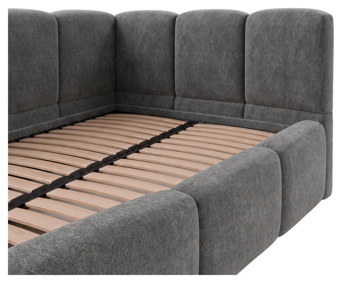 POLSTERBETT 140/200 cm,  in Anthrazit, Lattenrost, Bettkasten,  - Anthrazit/Schwarz, Design, Holz/Textil (140/200cm) - Chameo