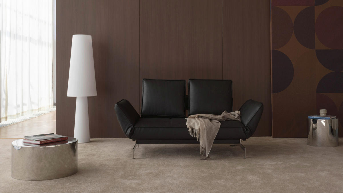 SCHLAFSOFA Lederlook Schwarz  - Chromfarben/Schwarz, Design, Textil/Metall (178/83/93cm) - Niels Andersson