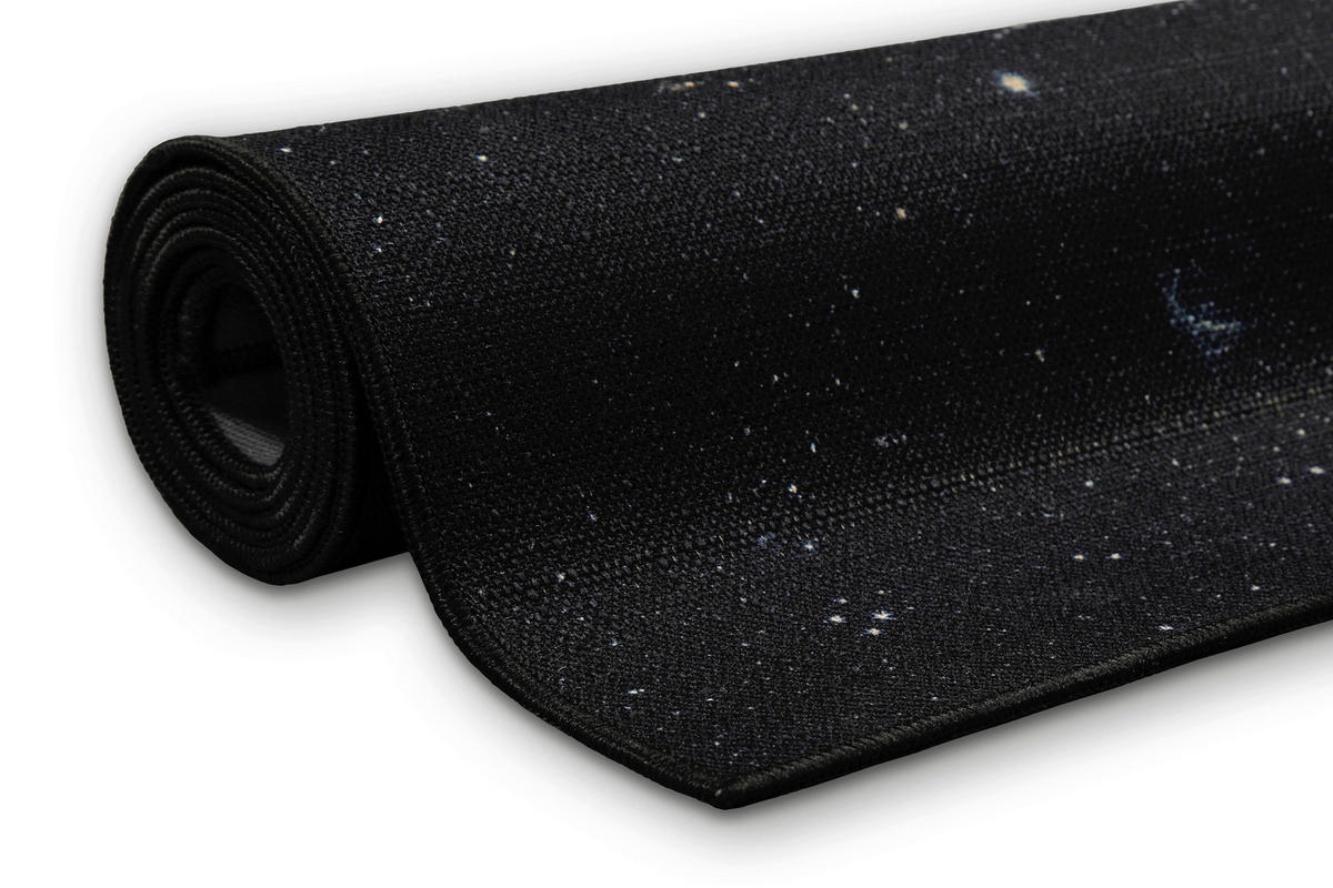 FLACHWEBETEPPICH  Wohnzimmer 160/230 cm Galactic Glow Schwarz, Dunkelblau, Dunkelgelb rechteckig  - Dunkelgelb/Schwarz, Basics, Kunststoff/Textil (160/230cm) - WECON HOME