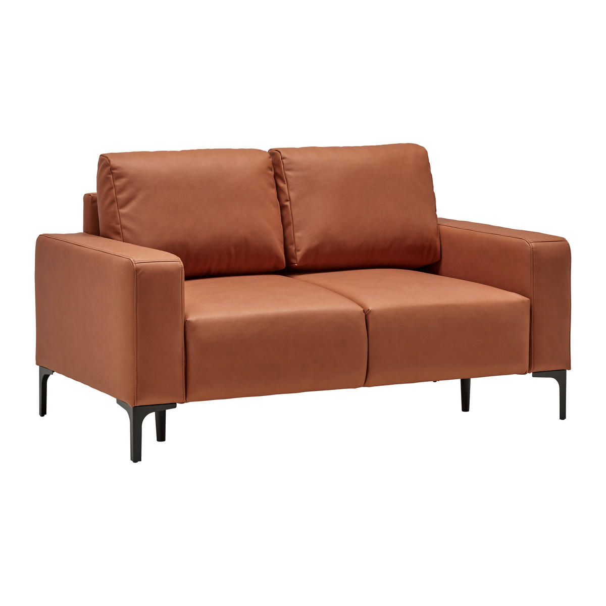 2-SITZER-SOFA in Lederlook (vegan) Cognac  - Cognac/Rostfarben, Modern, Textil/Metall (150/85/92cm) - MID.YOU