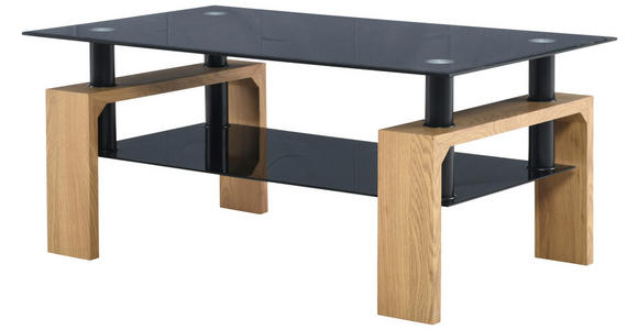 COUCHTISCH ESG 100/60/45 cm rechteckig Schwarz, Eichefarben  - Eichefarben/Schwarz, Design, Glas/Holzwerkstoff (100/60/45cm) - Carryhome