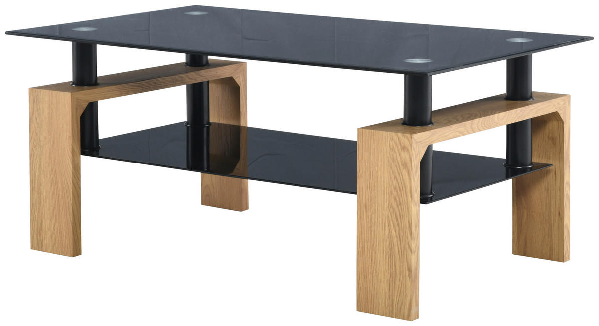 KONFERENČNÝ STOLÍK, čierna, farba duba, kov, sklo, kompozitné drevo, 100/60/45 cm - čierna/farba duba, Design, kov/kompozitné drevo (100/60/45cm) - Carryhome