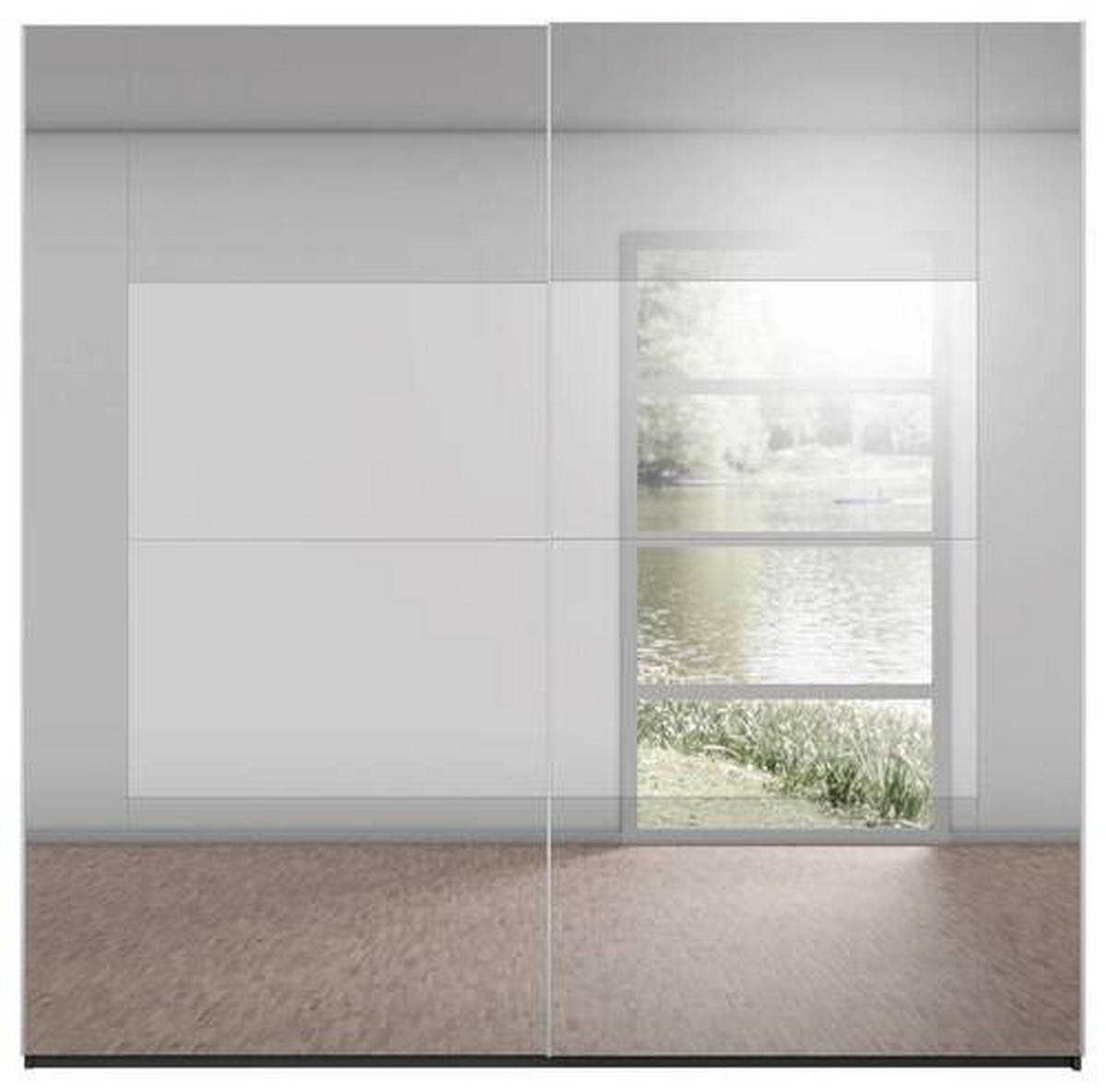 SCHWEBETÜRENSCHRANK  in Graphitfarben, Grau  - Graphitfarben/Grau, Design, Glas/Holzwerkstoff (226/223/68cm) - Xora