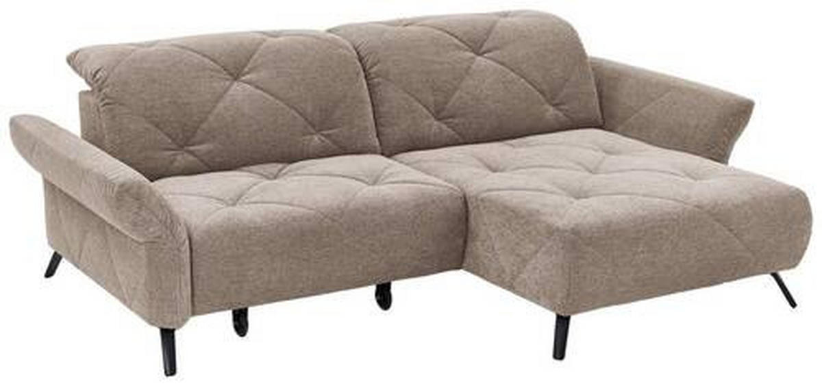ECKSOFA in Webstoff Taupe  - Taupe/Schwarz, Design, Textil/Metall (244/173cm) - Moderano