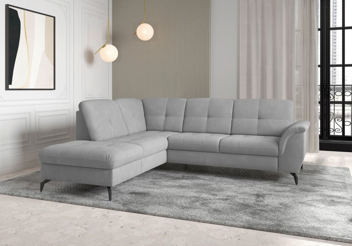ECKSOFA ZORA E Grau Flachgewebe  - Schwarz/Grau, MODERN, Textil/Metall (212/244cm) - Sit & More