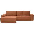 ECKSOFA inkl. Funktionen  in Flachgewebe Braun  195/293 cm  - Silberfarben/Braun, Design, Holz/Textil (195/293cm) - Cantus